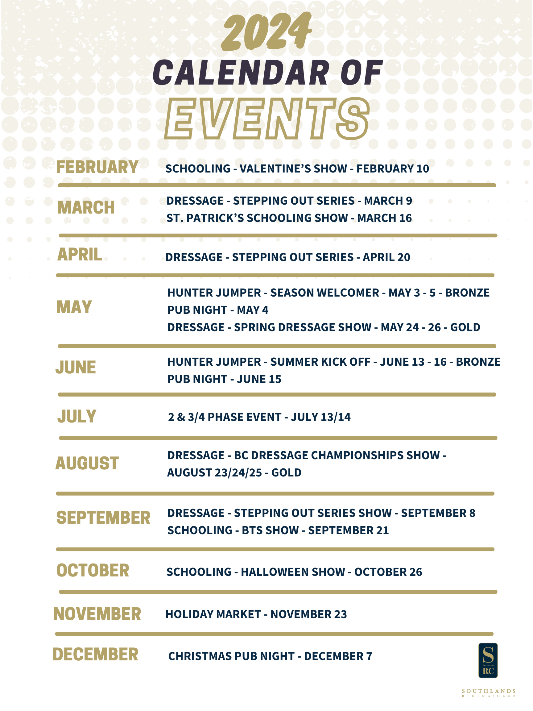Schedule — SOUTHLANDS RIDING CLUB