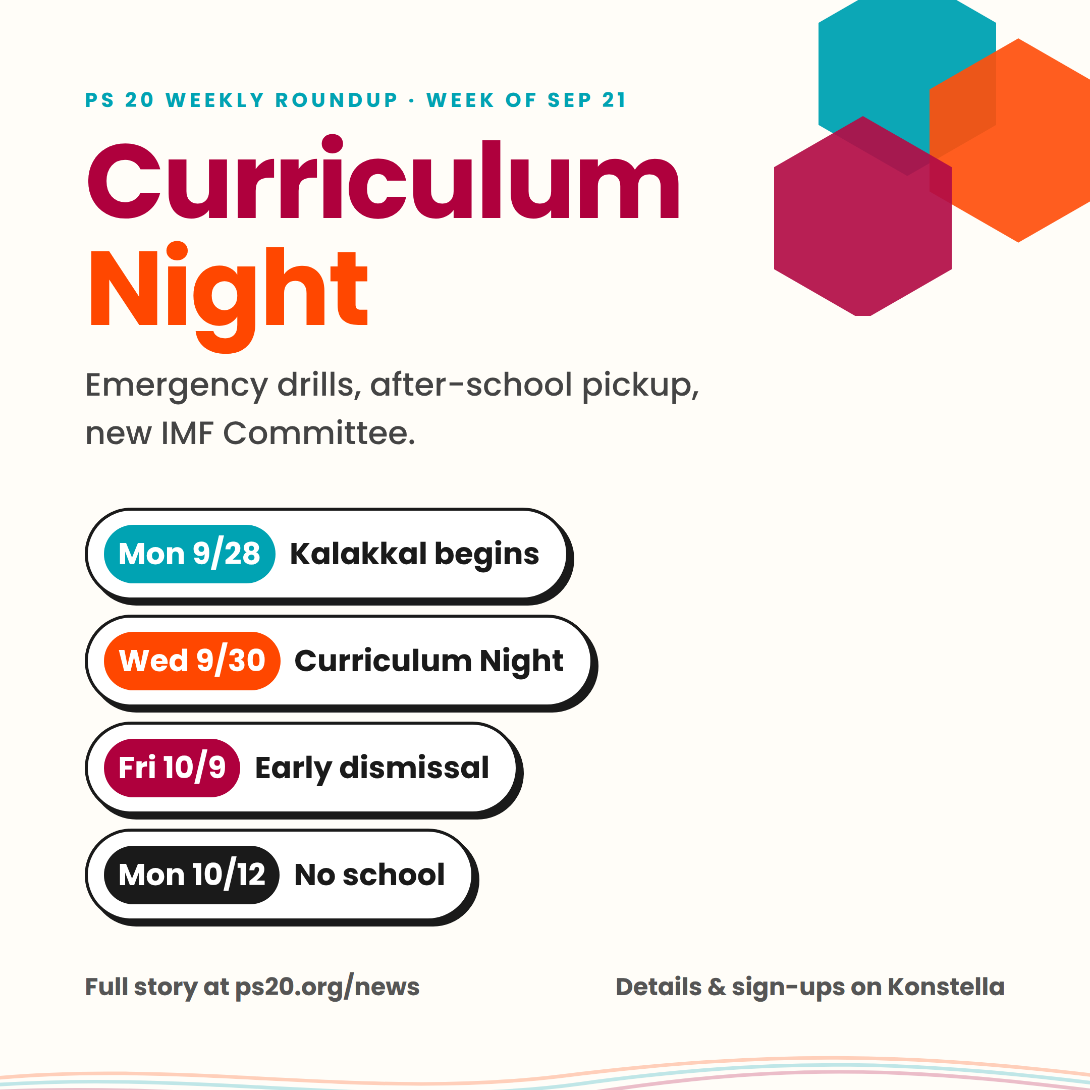 A Short Week: First PTA Meeting, a New Families Committee, and Curriculum Night Ahead