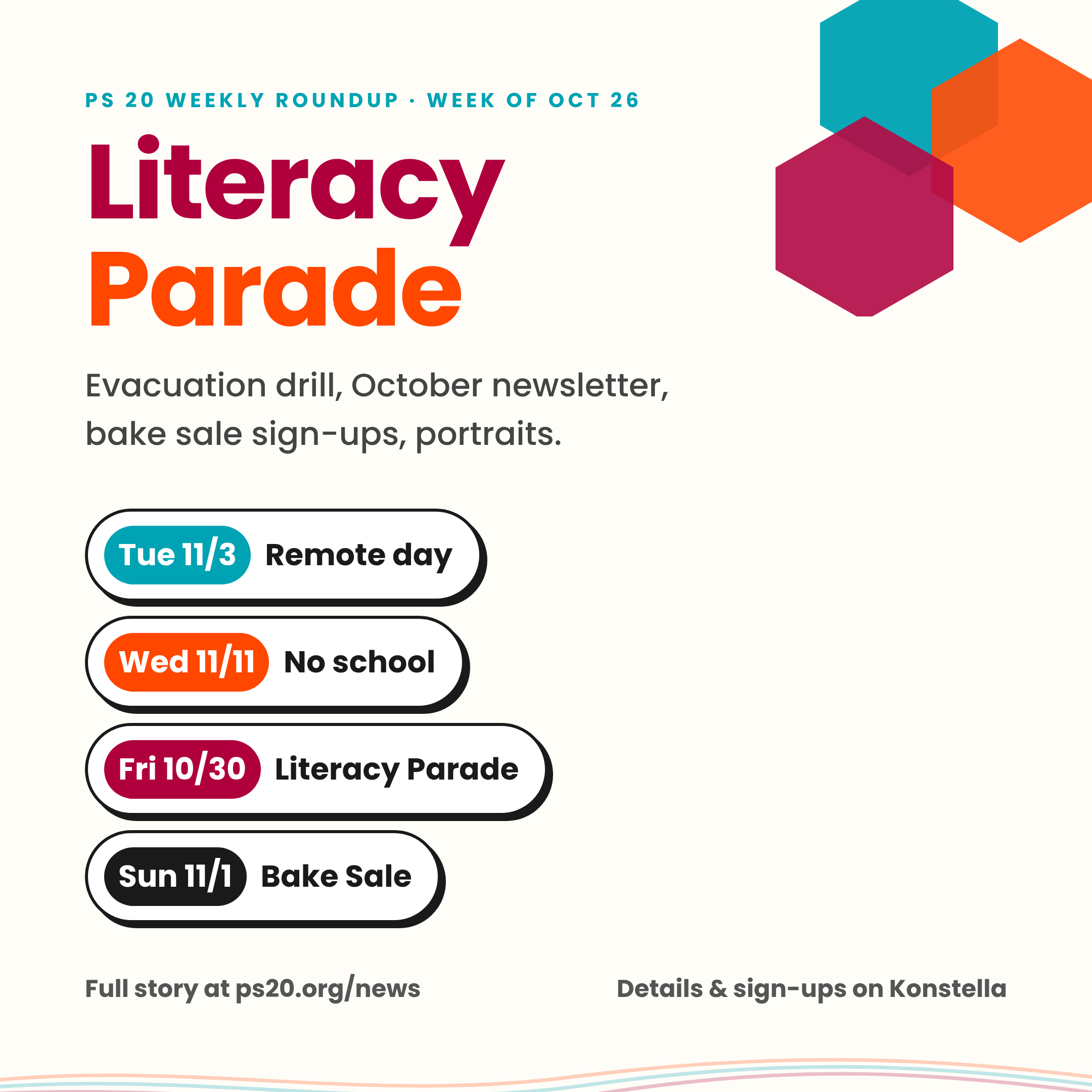 A Pink Walk, Movie Night and the October Newsletter, with the Literacy Parade Up Next