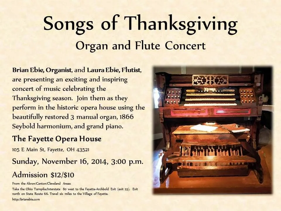 Brian Ebie Performing on the Glasgow Organ Series at the Fayette Opera House