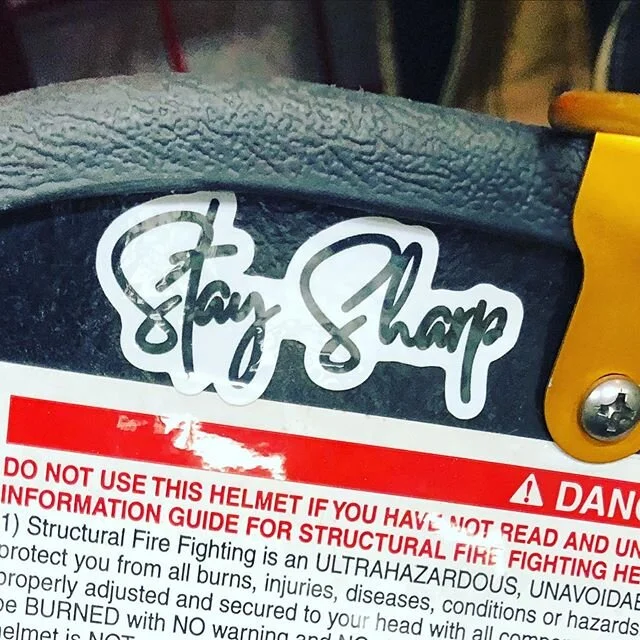 In addition to family pictures in my helmet, I use this motto to keep myself in the game and focused each time I gear up. #staysharp #fireservicewarrior #firefighter