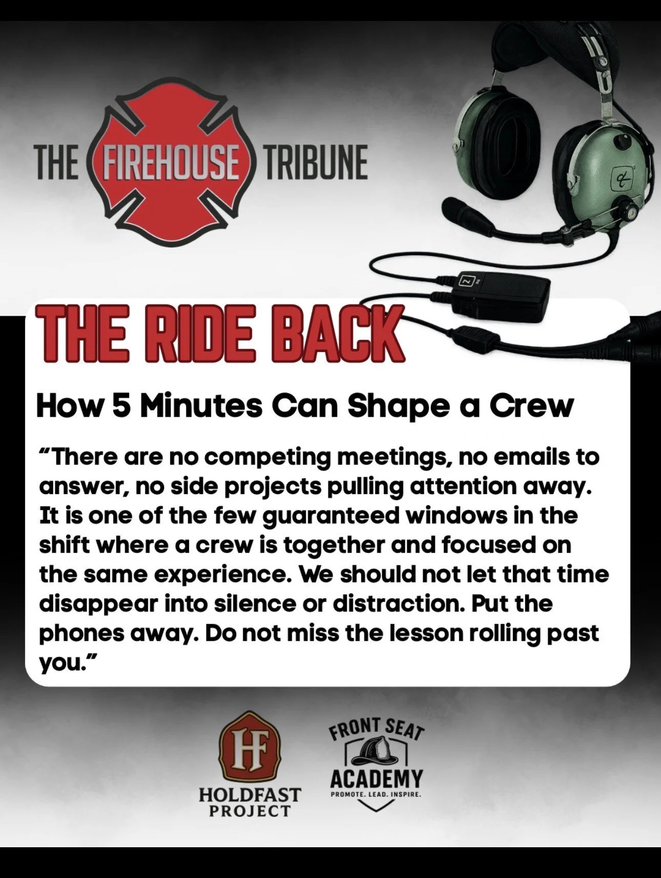 The Ride Back: How 5 Minutes Can Shape a Crew