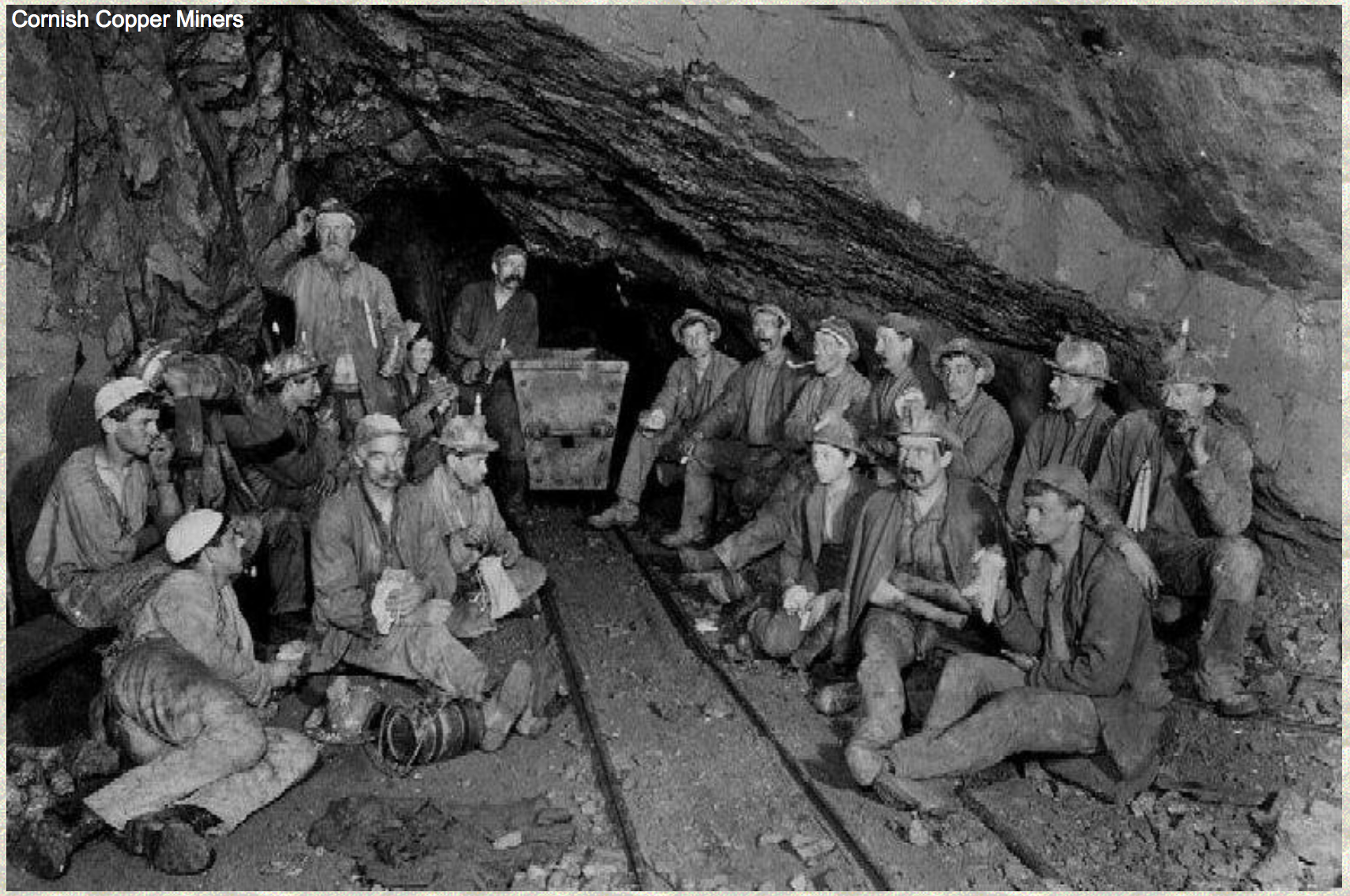 Cornish copper miners. Credit miningartifacts.org