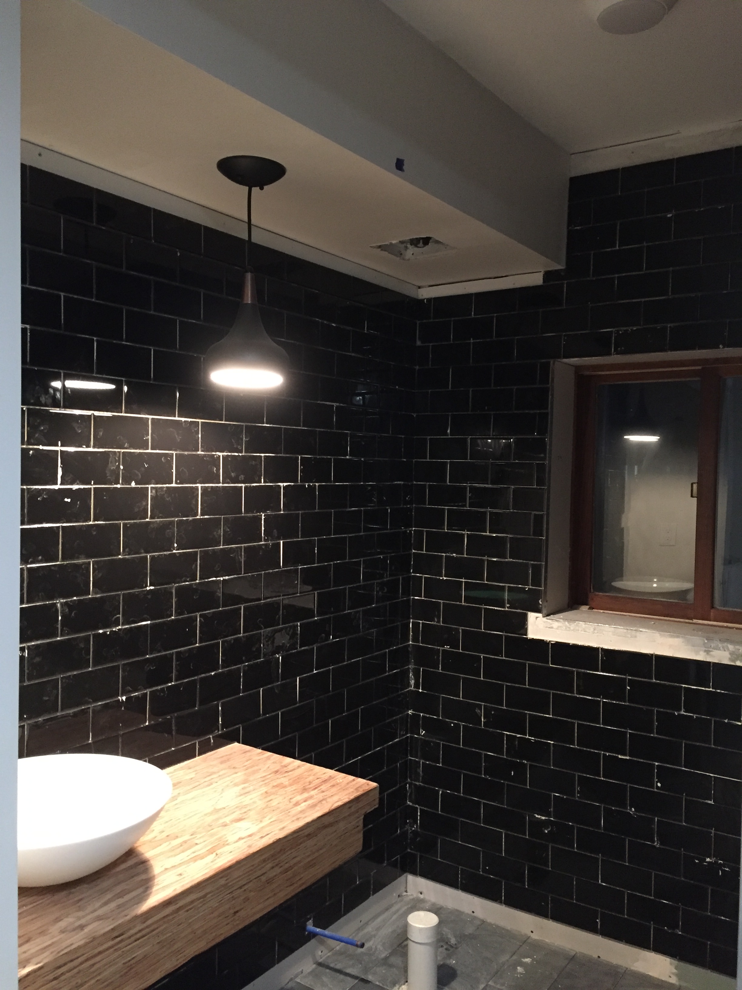 Pendant above the LSL vanity in the lower level bath.