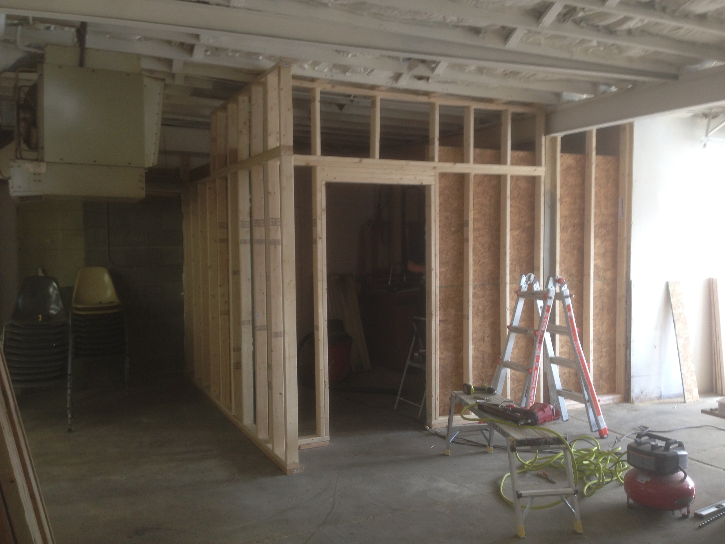 framing out the new entry door.