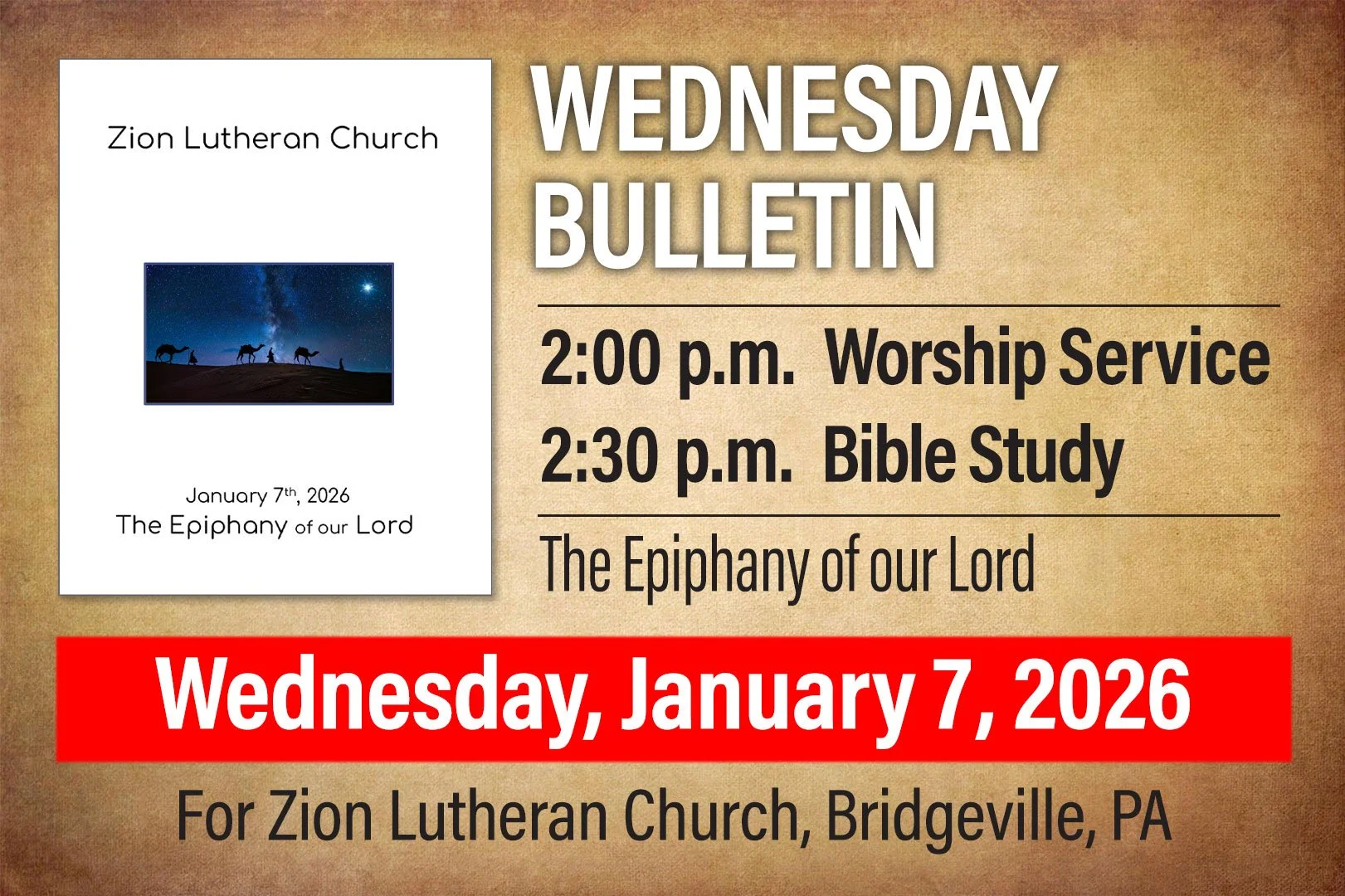 Bulletin: Wednesday, January 7, 2026 - Epiphany