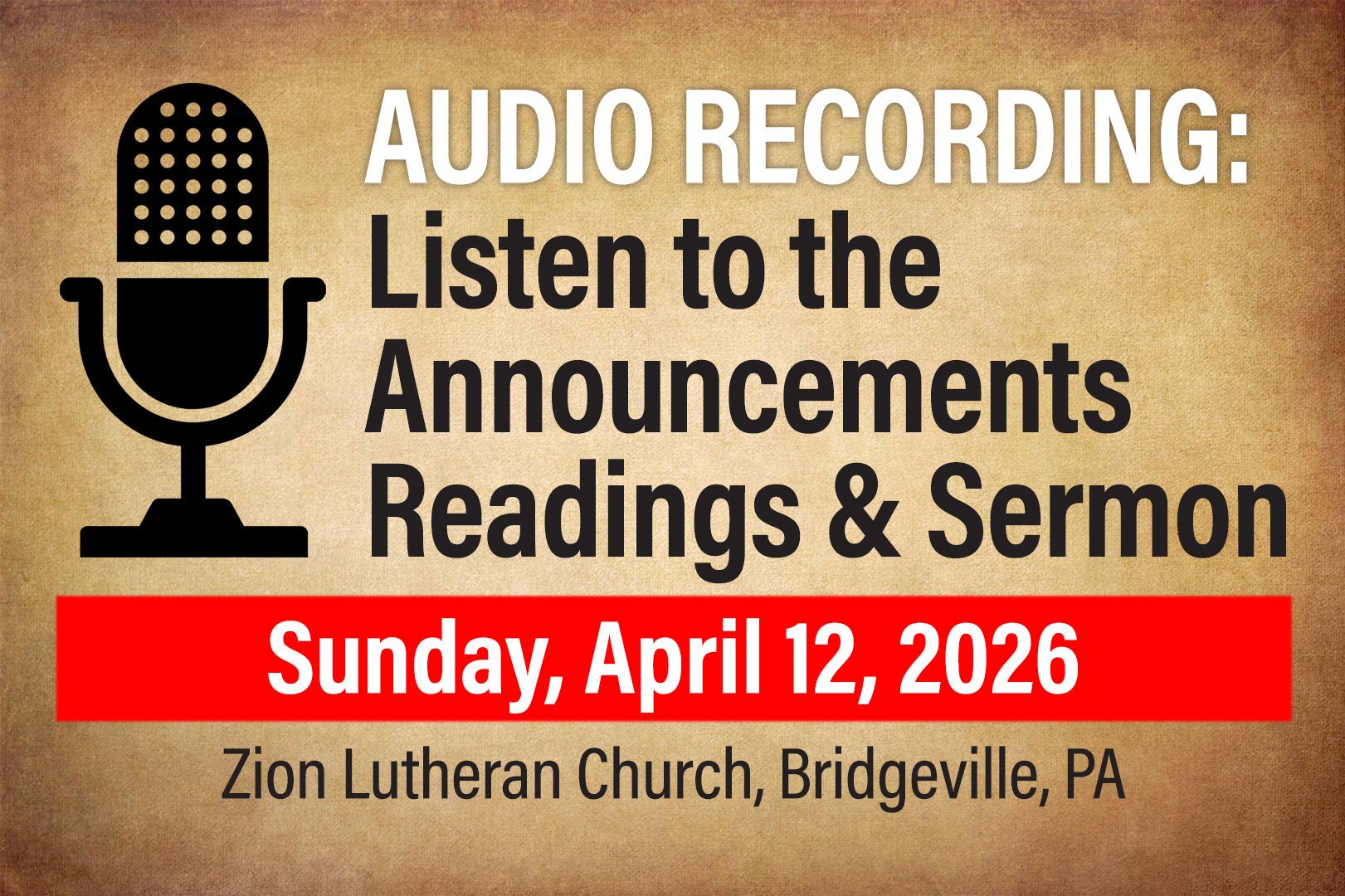 Audio: Sunday, April 12, 2026 - Announcements, Readings & Sermon