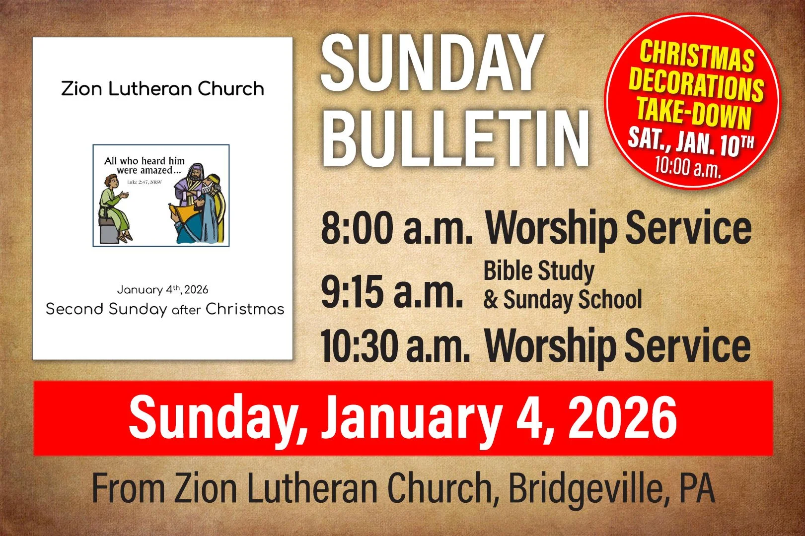 Bulletin: Sunday, January 4, 2026