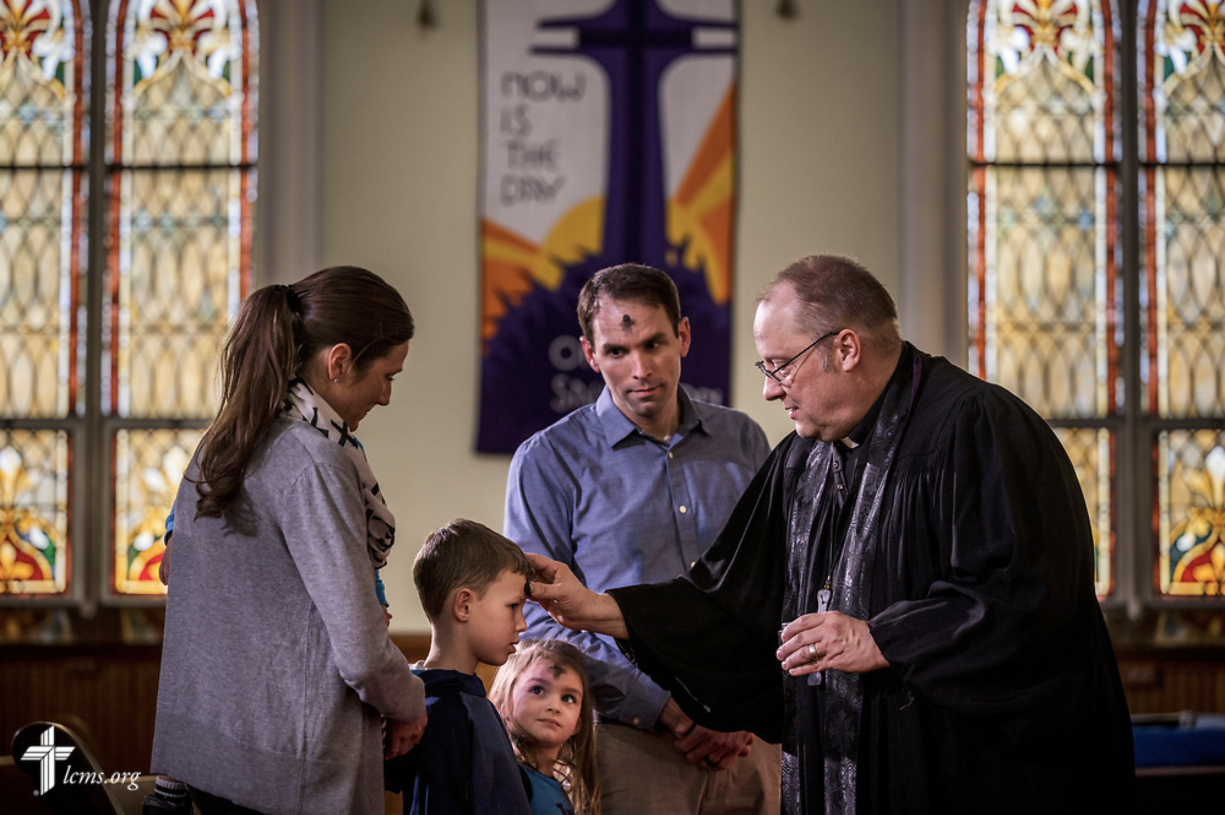   St. John’s Lutheran Church and School in Marysville, Ohio  The Rev. Jack D. Heino, senior pastor, places ashes on the Cortez family during Divine Service on Ash Wednesday, March 2, 2022, at St. John’s Lutheran Church and School, Marysville, Ohio. L