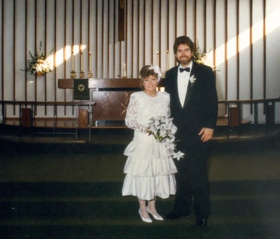 Marianne and Brent's wedding day June 23, 1989.