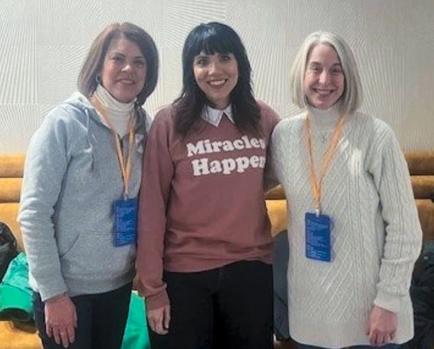  S. Bishop and T. Grimenstein meet Melissa Ohden, LFL speaker and survivor of an unsuccessful abortion. 