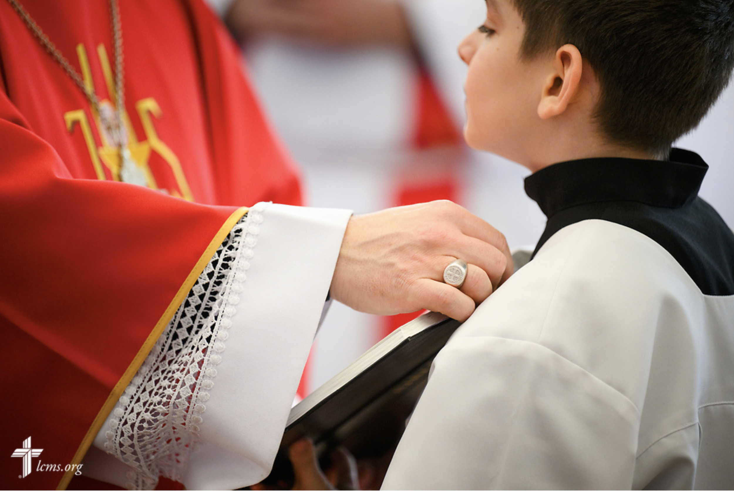 The Rev. Sorin Horia Trifa, LCMS alliance missionary and pastor in the Confessional Lutheran Church in Romania (Biserica Lutherană Confesională din România), presides at Divine Service at the St. Mary's Lutheran Center on Sunday, Feb. 18, 2024, in B