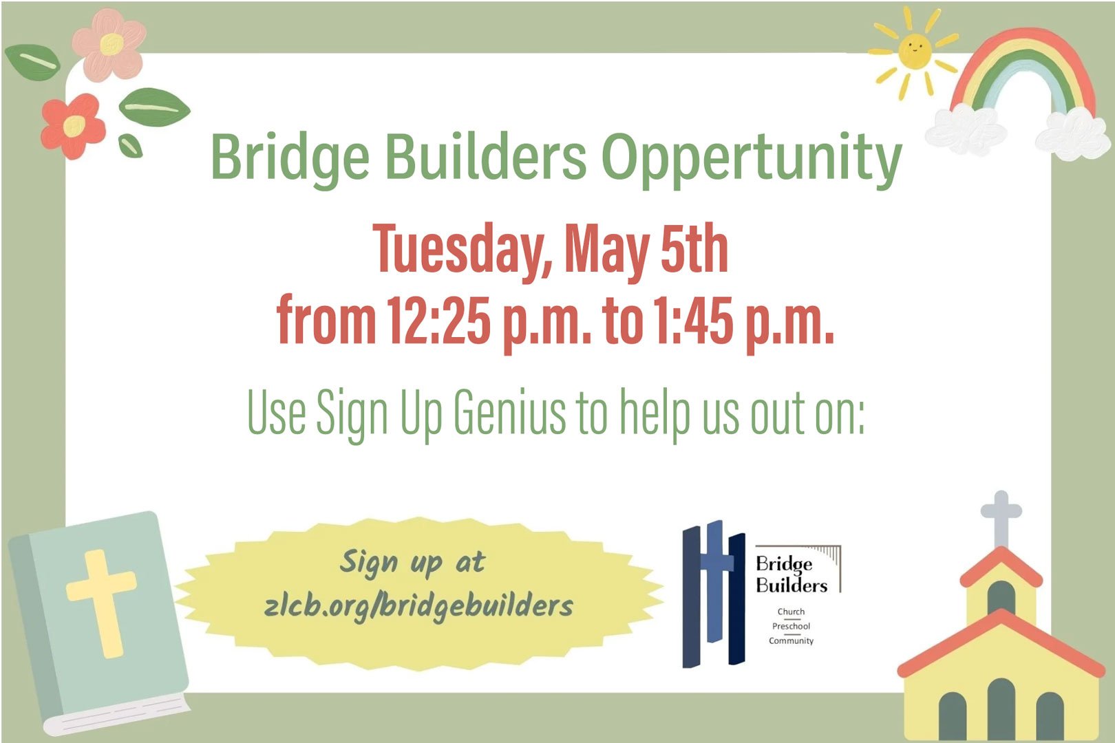 Bridge Builders Event – Tuesday, May 5th Afternoon