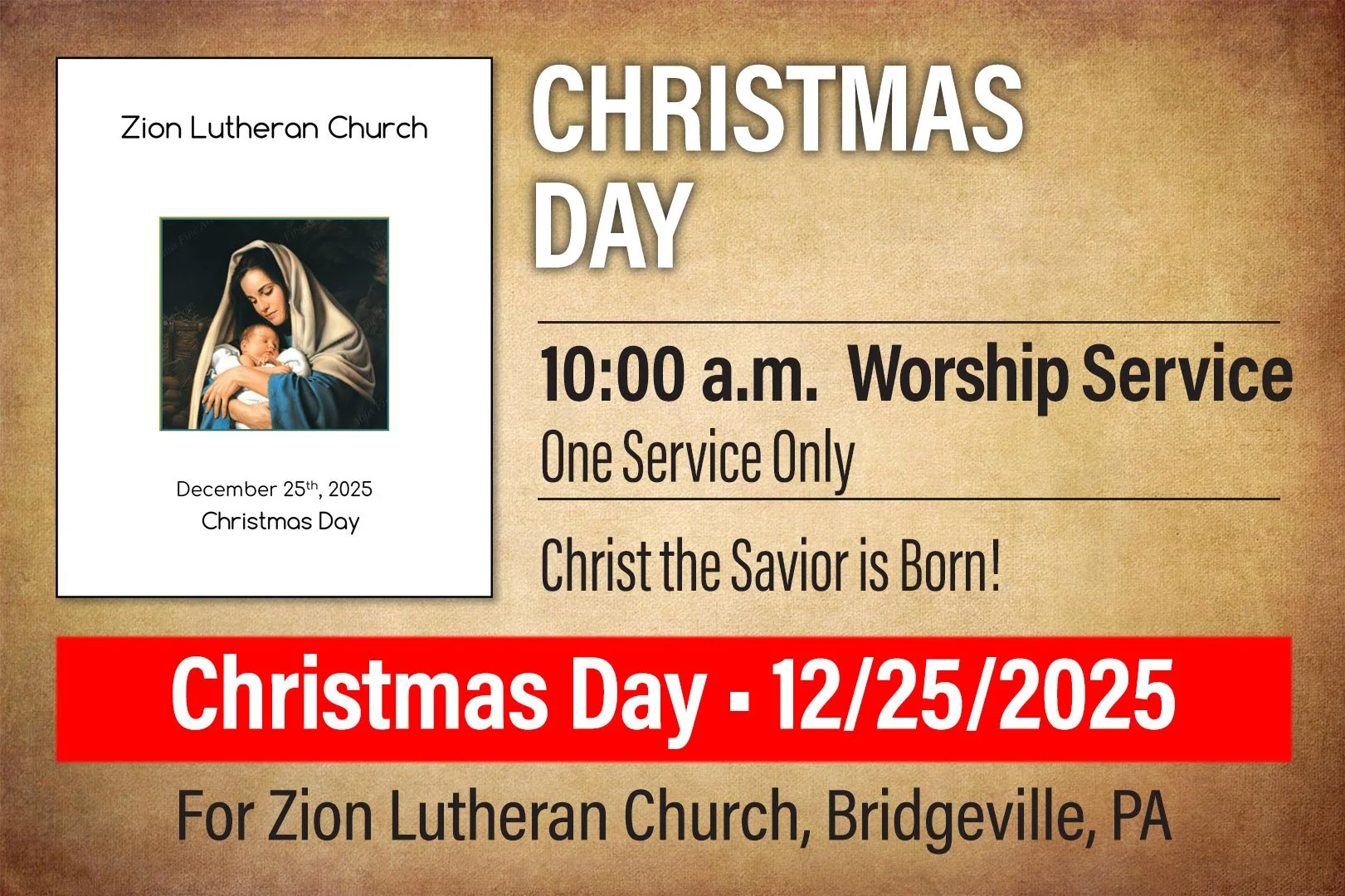 Bulletin: Christmas Day, Thursday, December 25, 2025