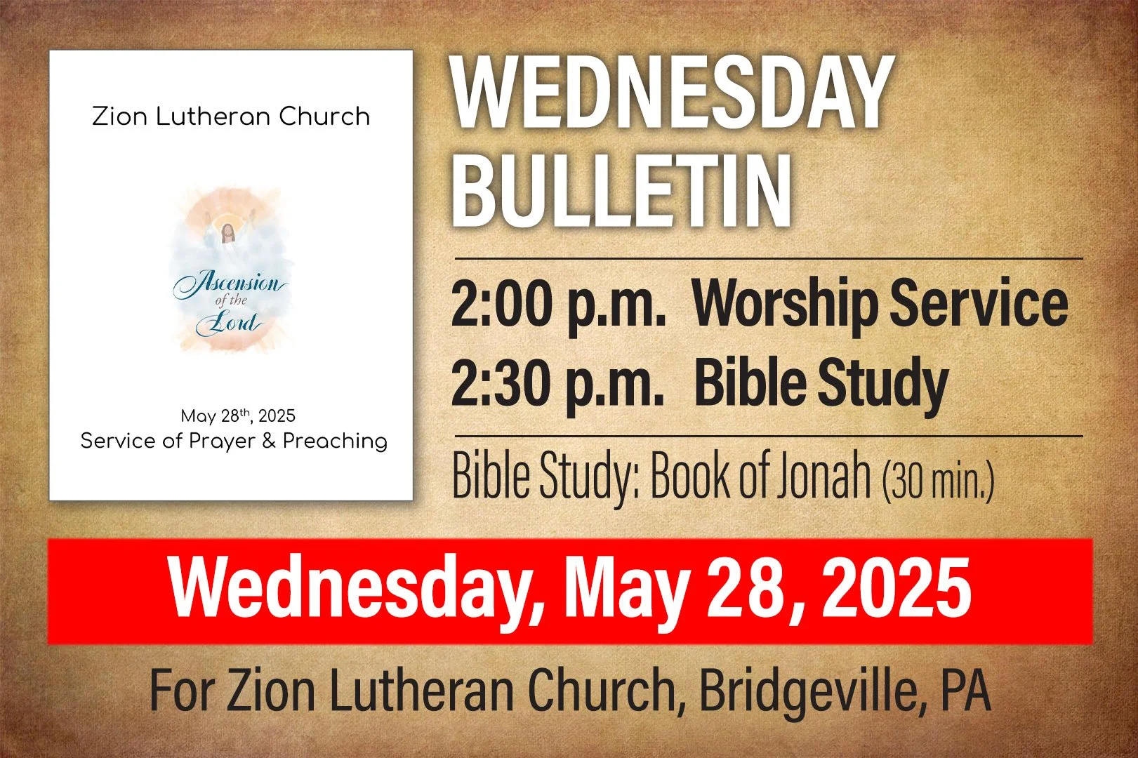 Bulletin: Wednesday, May 28, 2025