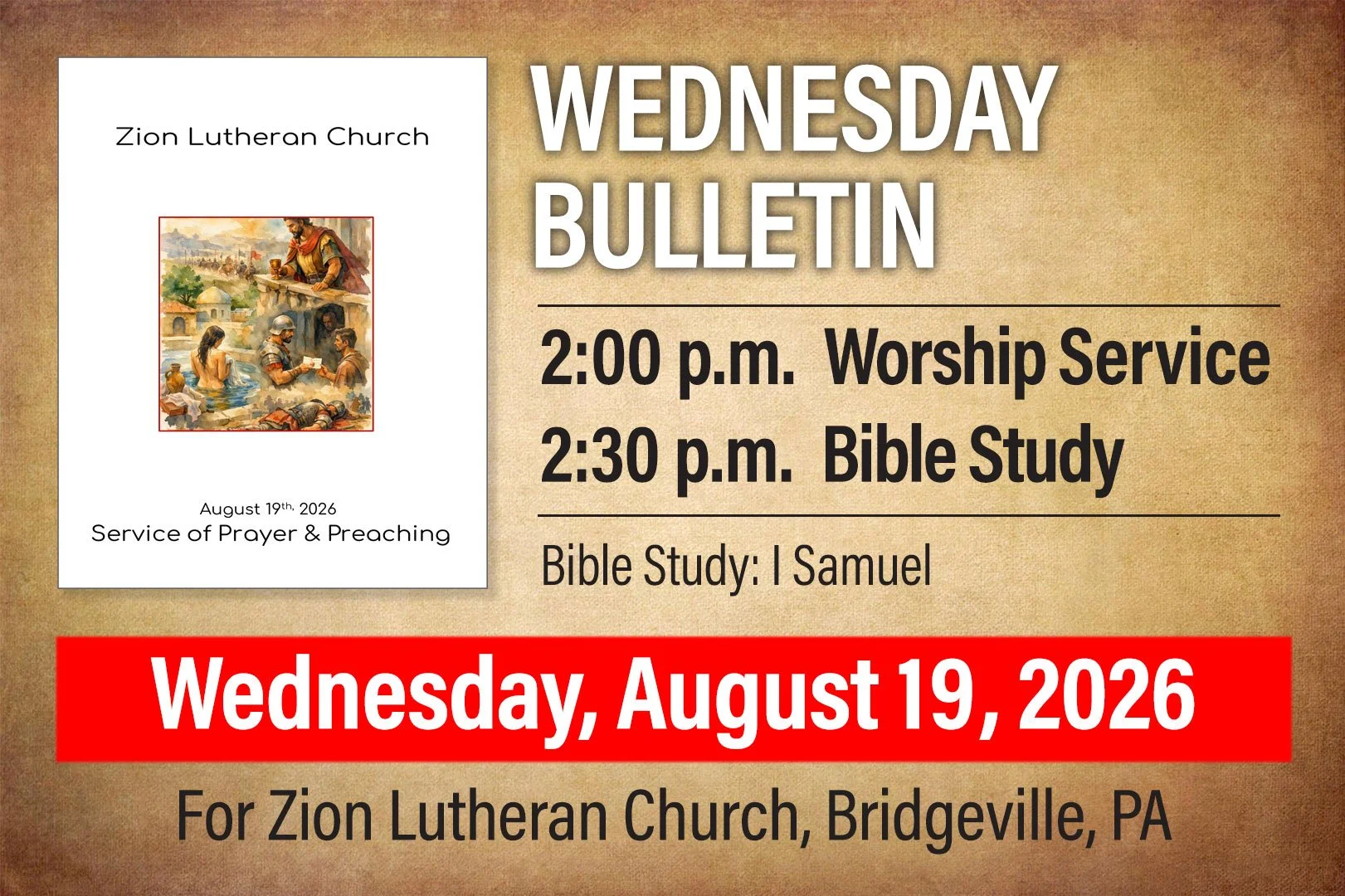 Bulletin for Wednesday, August 19, 2026