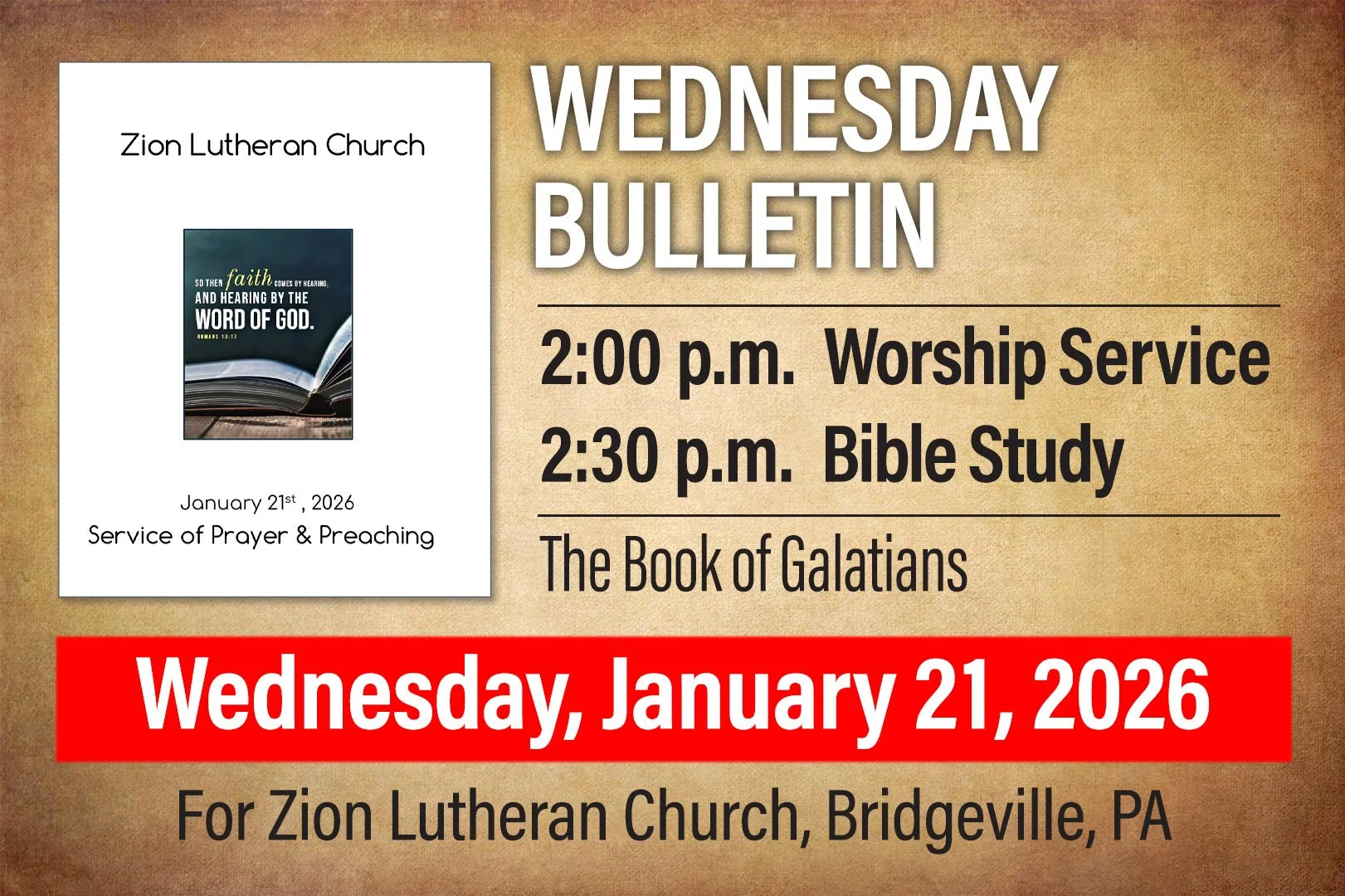 Bulletin: Wednesday, January 21, 2026