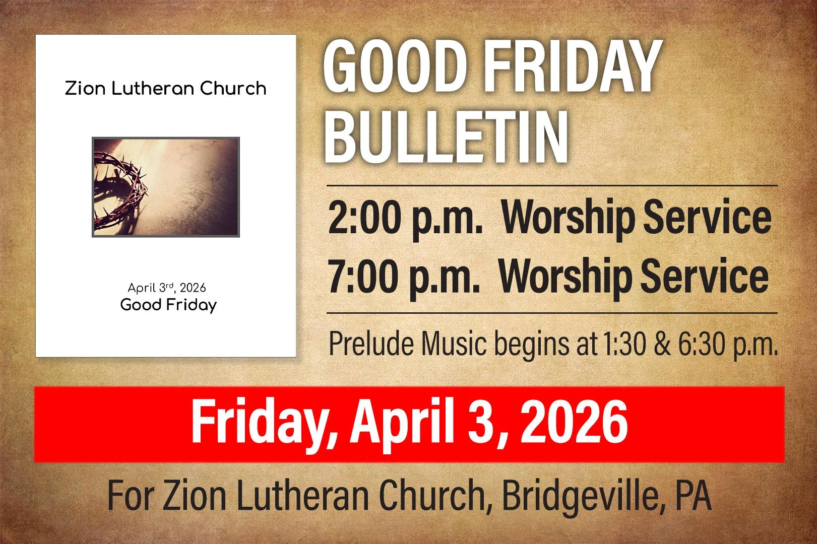 Bulletin: Good Friday, April 3, 2026