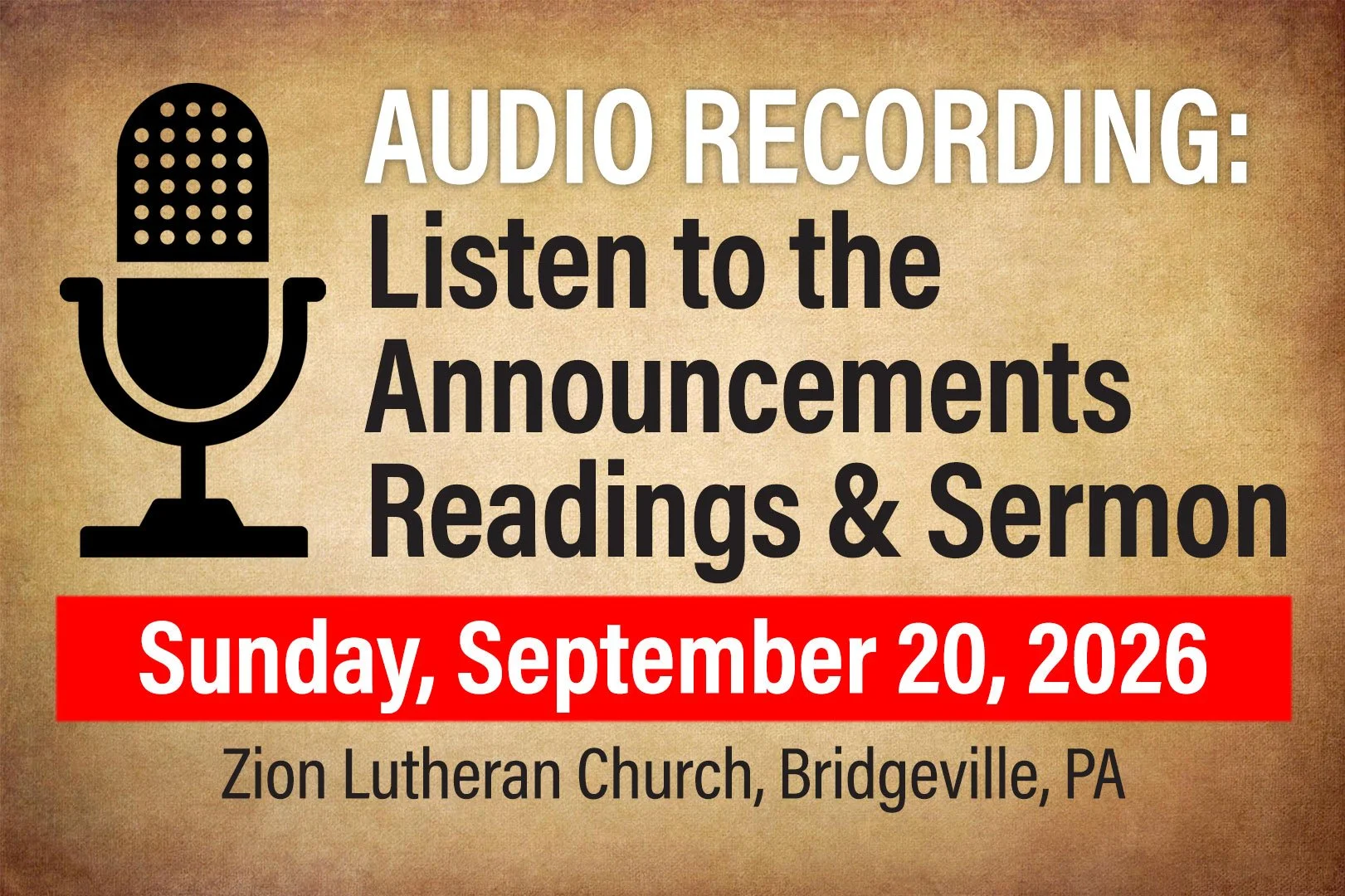 Announcements, Readings and Sermon for Sunday, September 20, 2026
