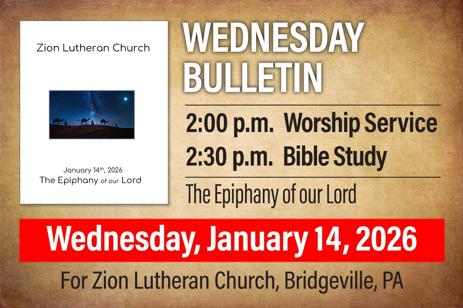 Bulletin: Wednesday, January 14, 2026