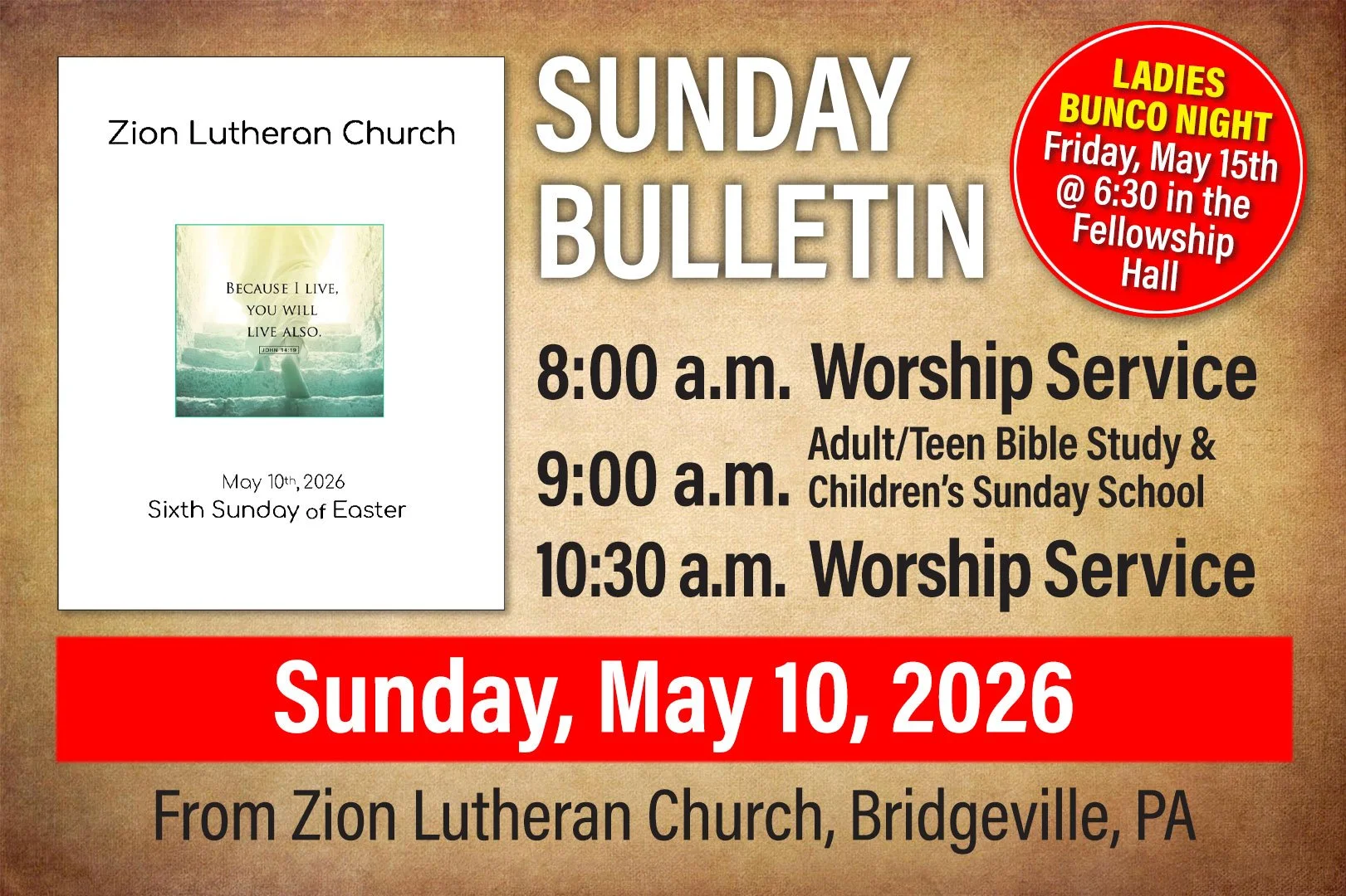 Bulletin for Sunday, May 10, 2026