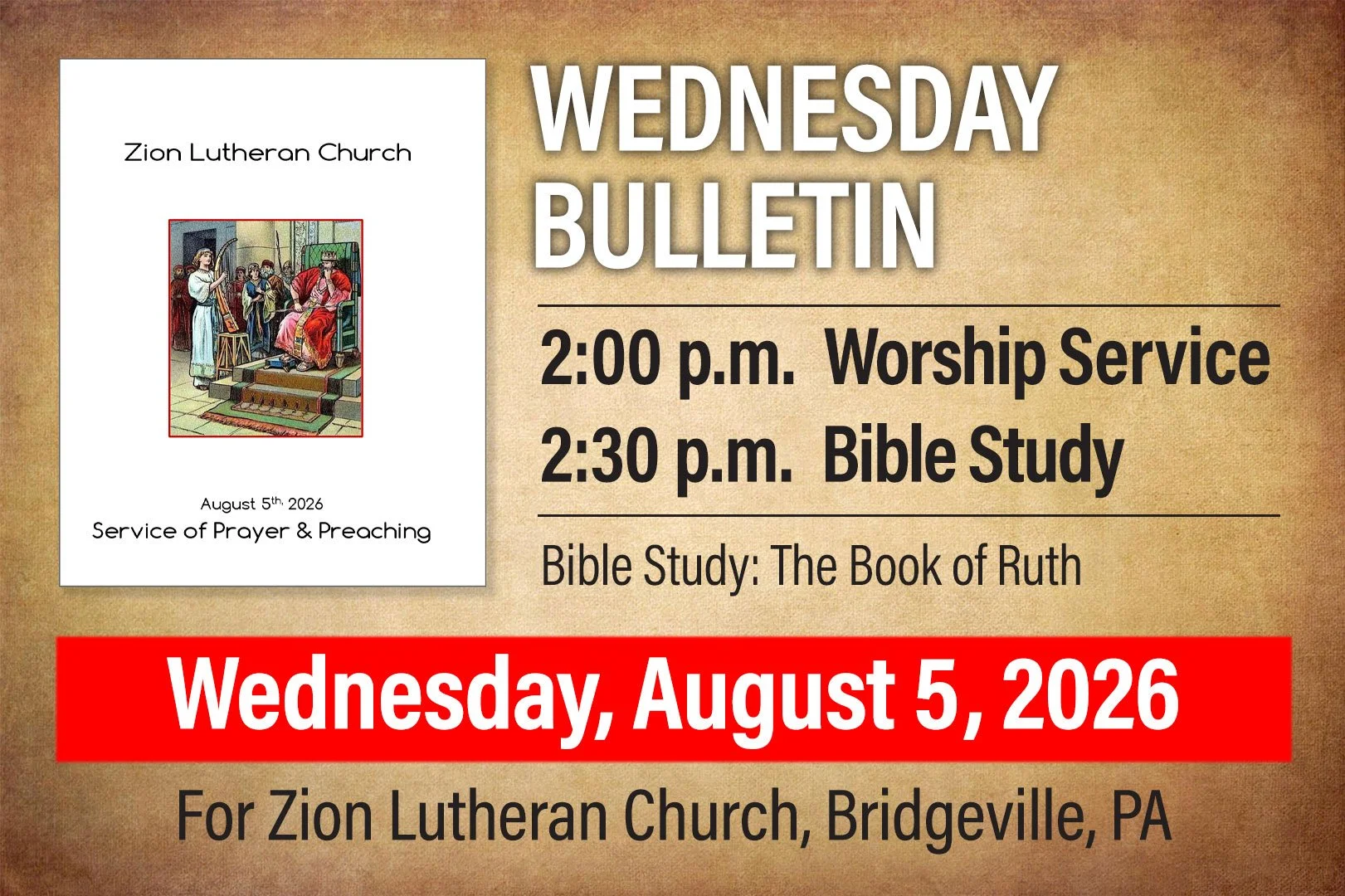 Bulletin for Wednesday, August 5, 2026