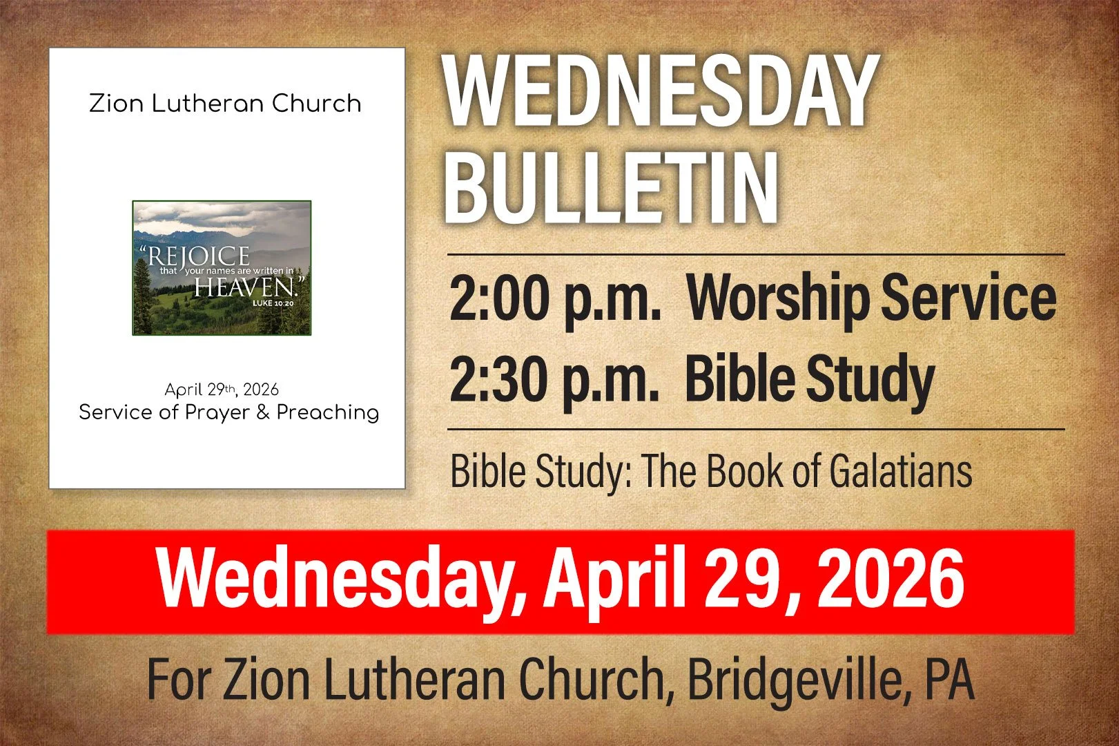 Bulletin: Wednesday, April 29, 2026
