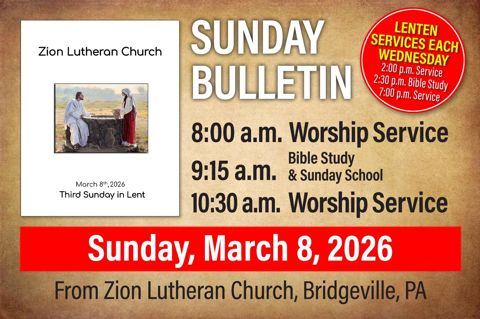Bulletin: Sunday, March 8, 2026