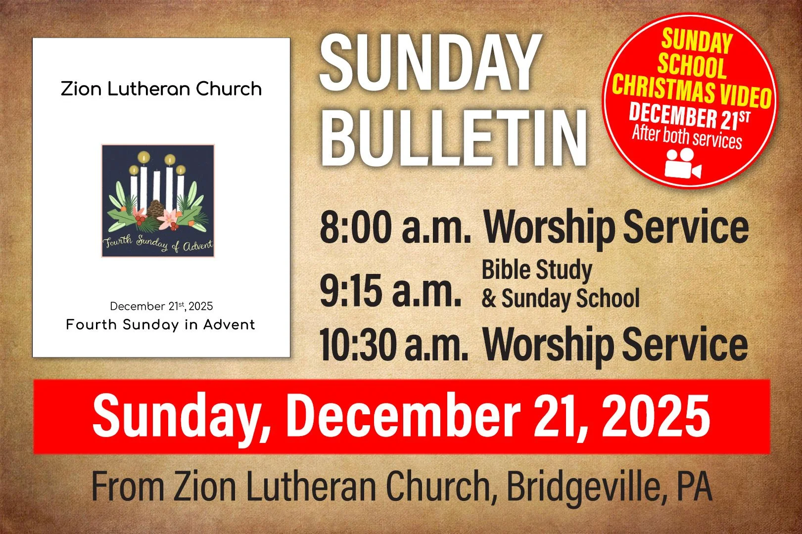 Bulletin: Sunday, December 21, 2025