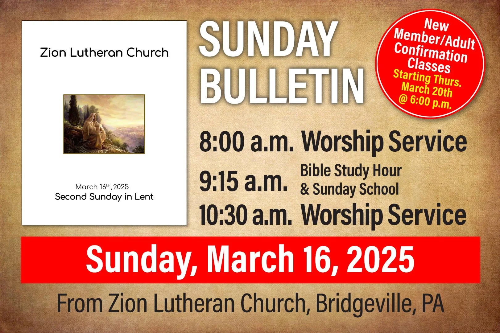 Bulletin: Sunday March 16, 2025