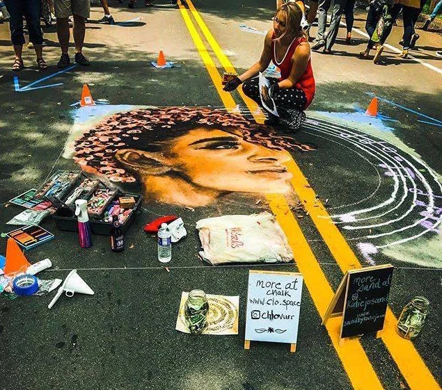 Chalk painting at Park Ave Fest 2017, Rochester NY. Collaboration with Katie Jo Sand