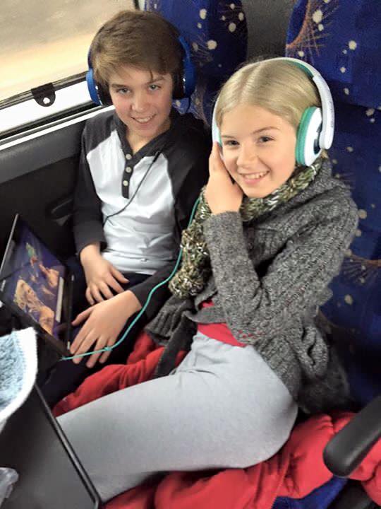 Travel day activities on the bus