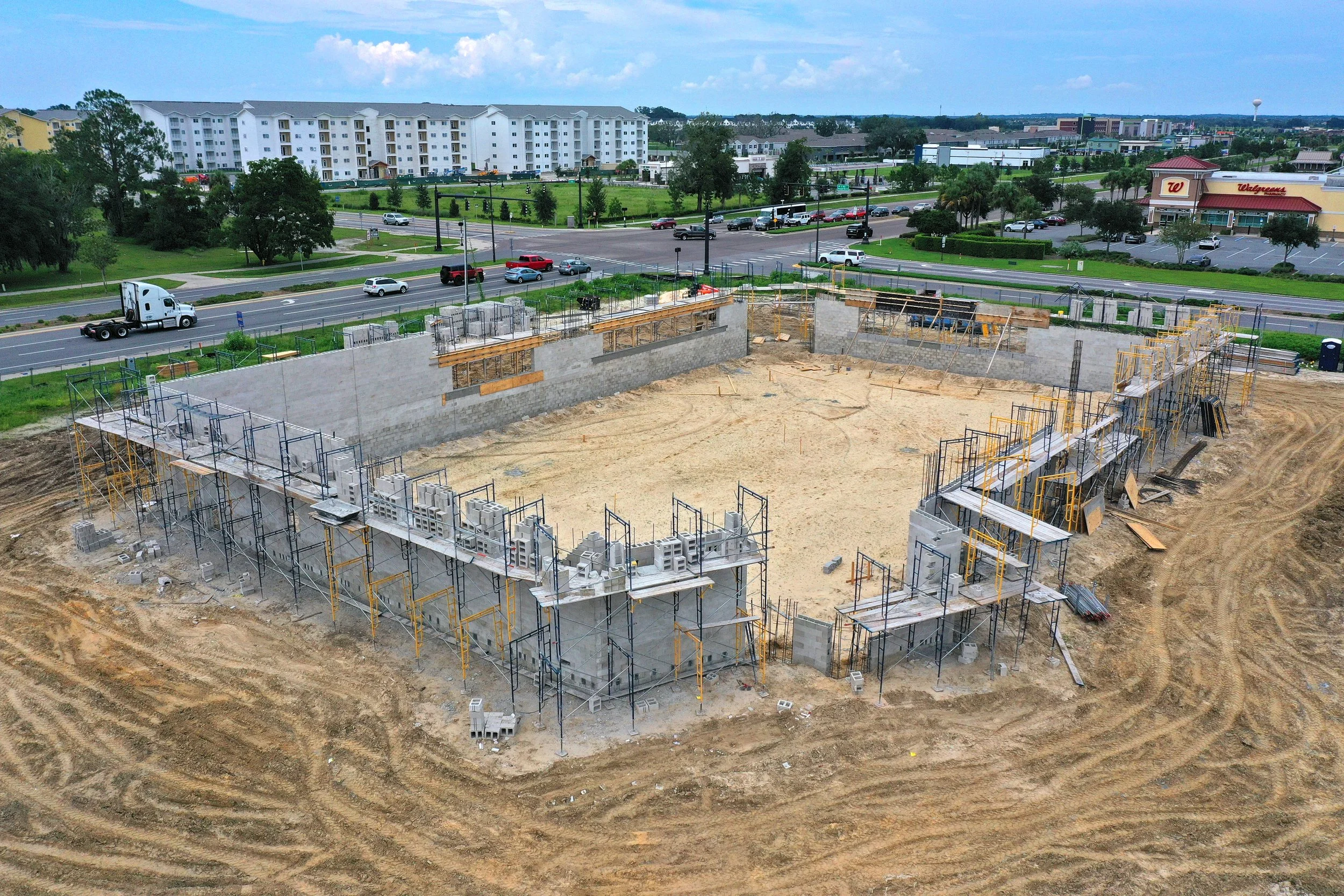  Arianna Bennett / Daily Sun - Construction on the new CVS located on county road 466A in Wildwood. Photo taken Sunday, Aug, 6, 2023. Drone photograph. 