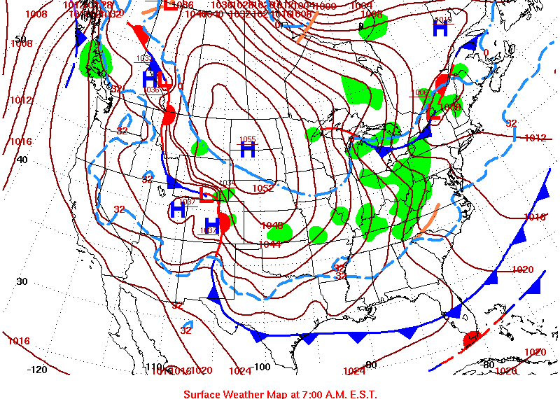 Surface map valid 6 a.m. CST on Jan. 7, 2015 (National Weather Service)