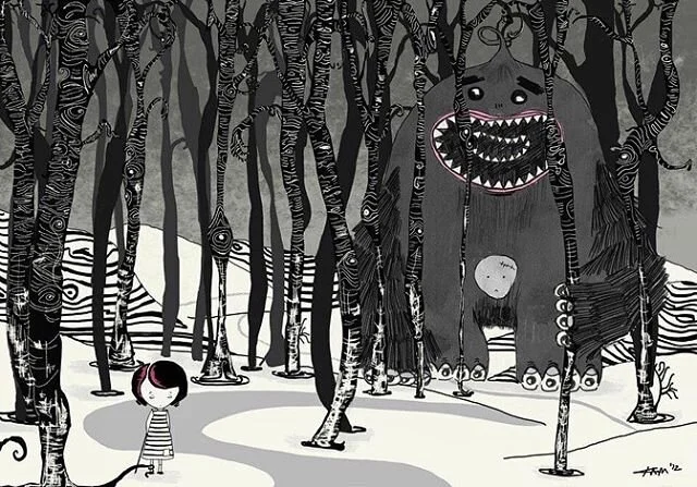 2012 drawing that inspired the current &ldquo;monster and me&rdquo; picture book I&rsquo;m working on (swipe left). I like the forlorned creepy look of this original monster idea but went with a more cute version for final. Still plan to do creepy-li