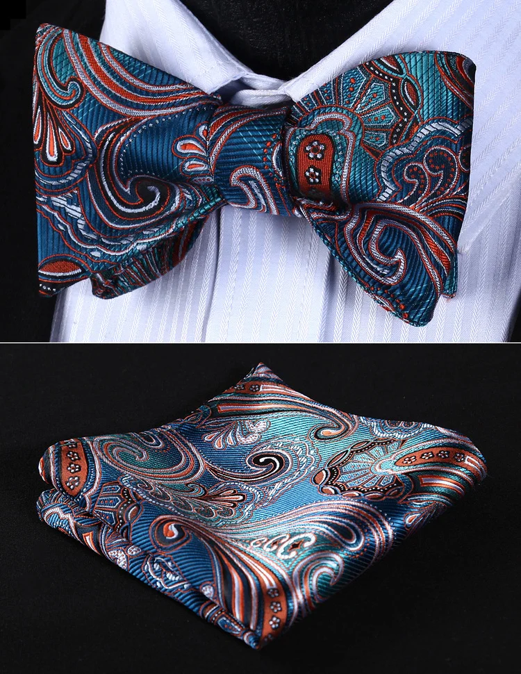 Wedding-Party-BP923QS-Aqua-Orange-Paisley-Bowtie-Men-Silk-Self-Bow-Tie-handkerchief-set.jpg