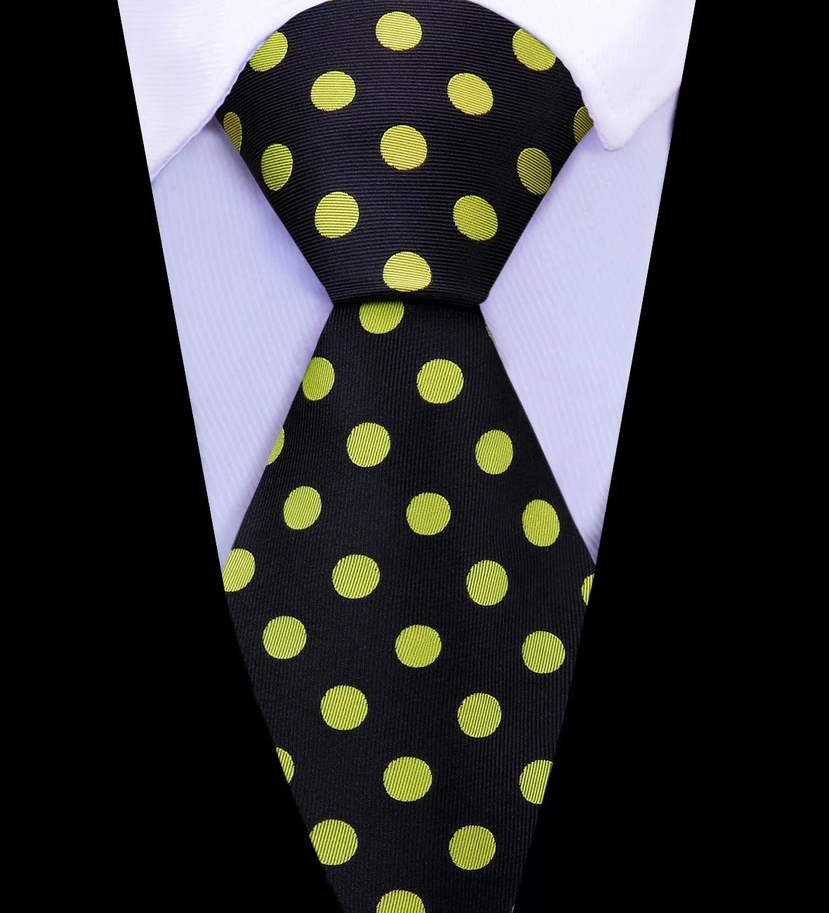 Black Yellow Polka Single Tie.jpg