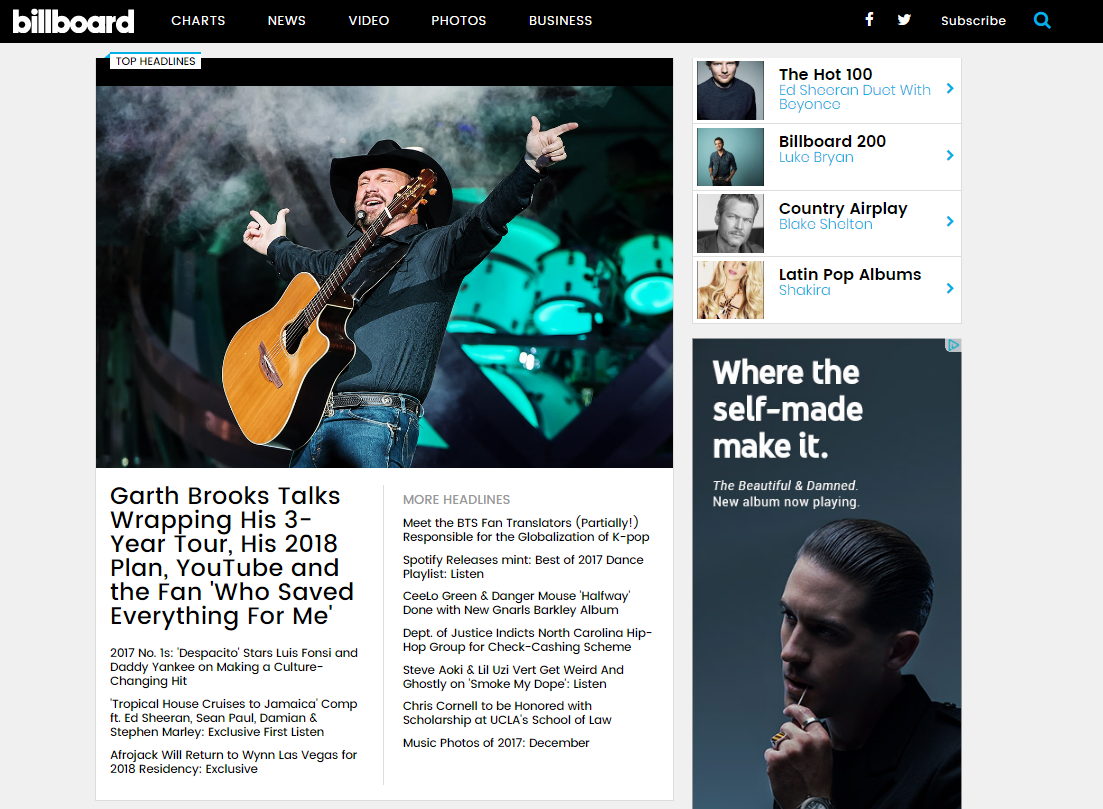 Amada Records' Album Featured On The Homepage of Billboard "Top Headlines"
