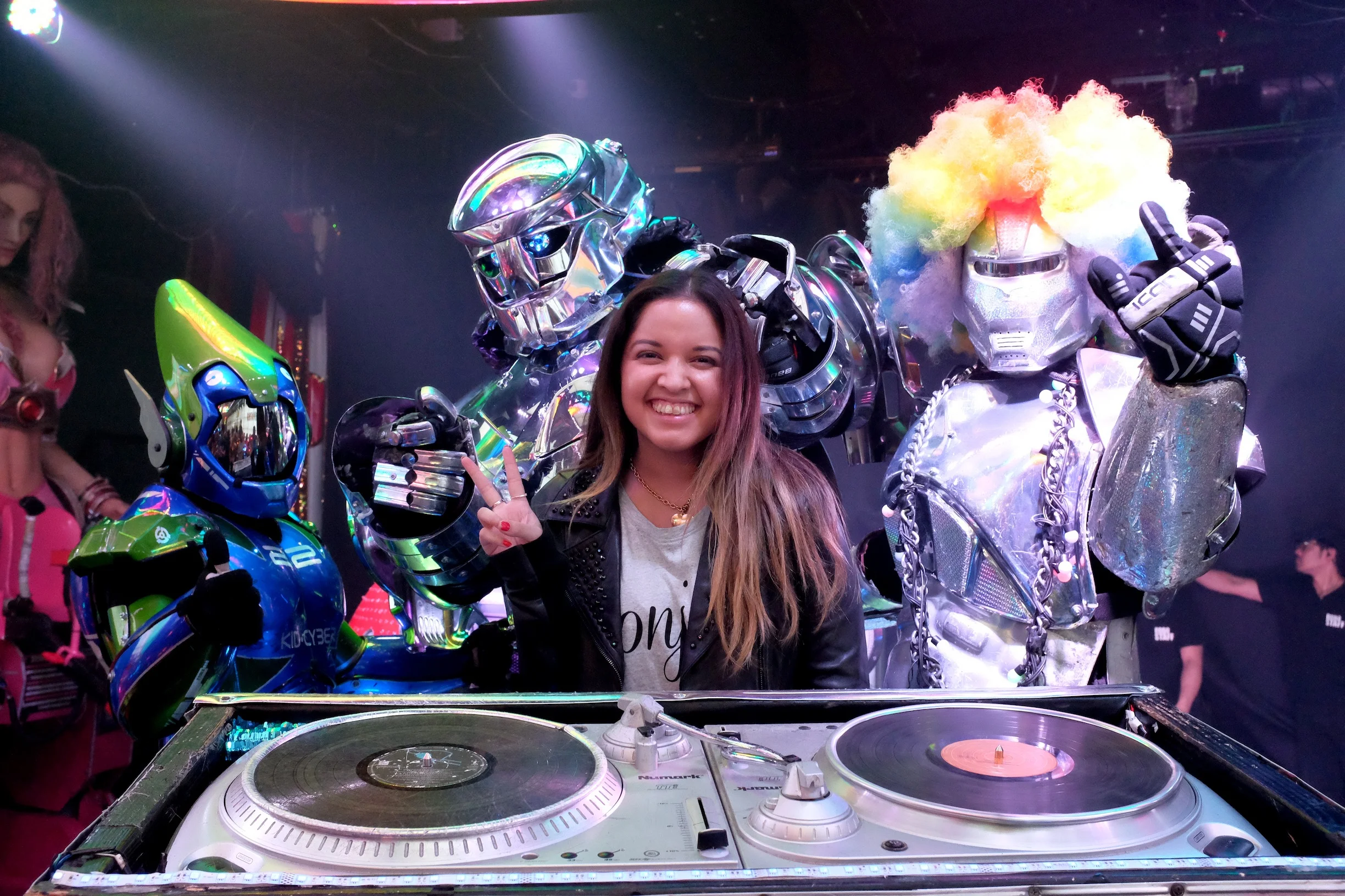 Robot Restaurant, Tokyo, Shinjuku, Robots, Japan, Japanese girls, Robotic, dance, restaurant, nightlife, Tokyo nightlife, drinks, travel, Japan travel, fun, vodka, beer, entertainment, studs, spikes, costume, mecha, lights, artistic, fashion, interest, Nezuki, blogger, music, live entertainment, show, cabaret, show restaurant