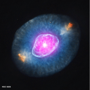 Nebula NGC 6826, a diffuse collection of gas and other material, from which new stars and planets may be formed. Image: X-ray: NASA/CXC/RIT/J.Kastner et al.; Optical: NASA/STScI