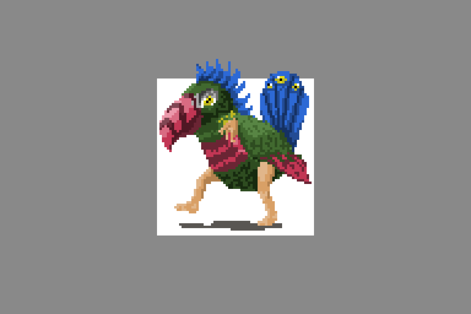 Pixel art parrot boss