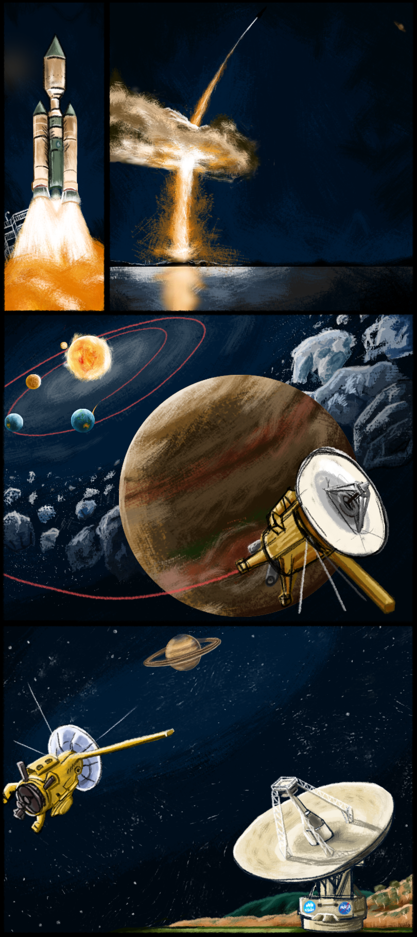 Cassini end of Mission first three panels