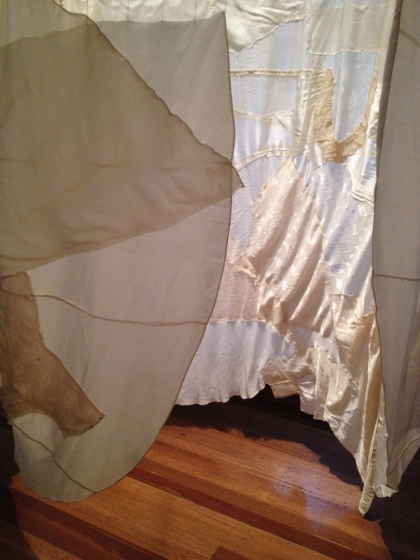 this shroud is made from four old bridal gowns.