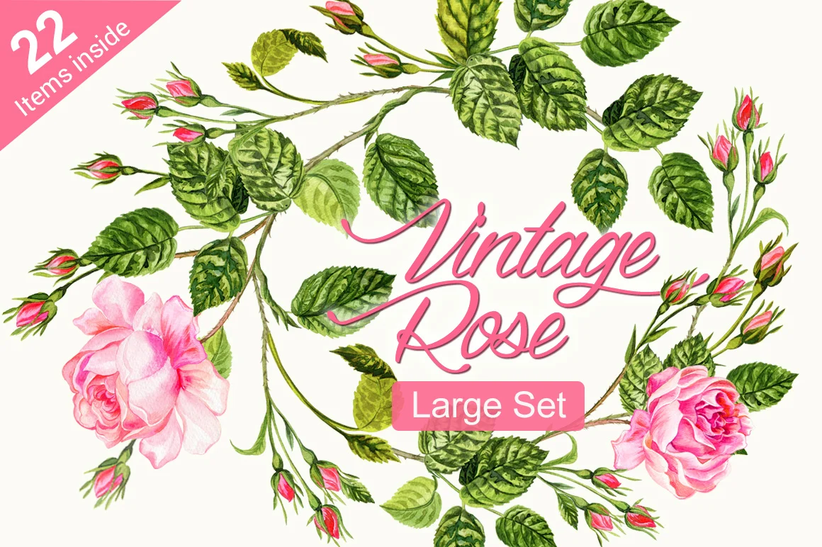 Vintage rose set - Personal Use License.