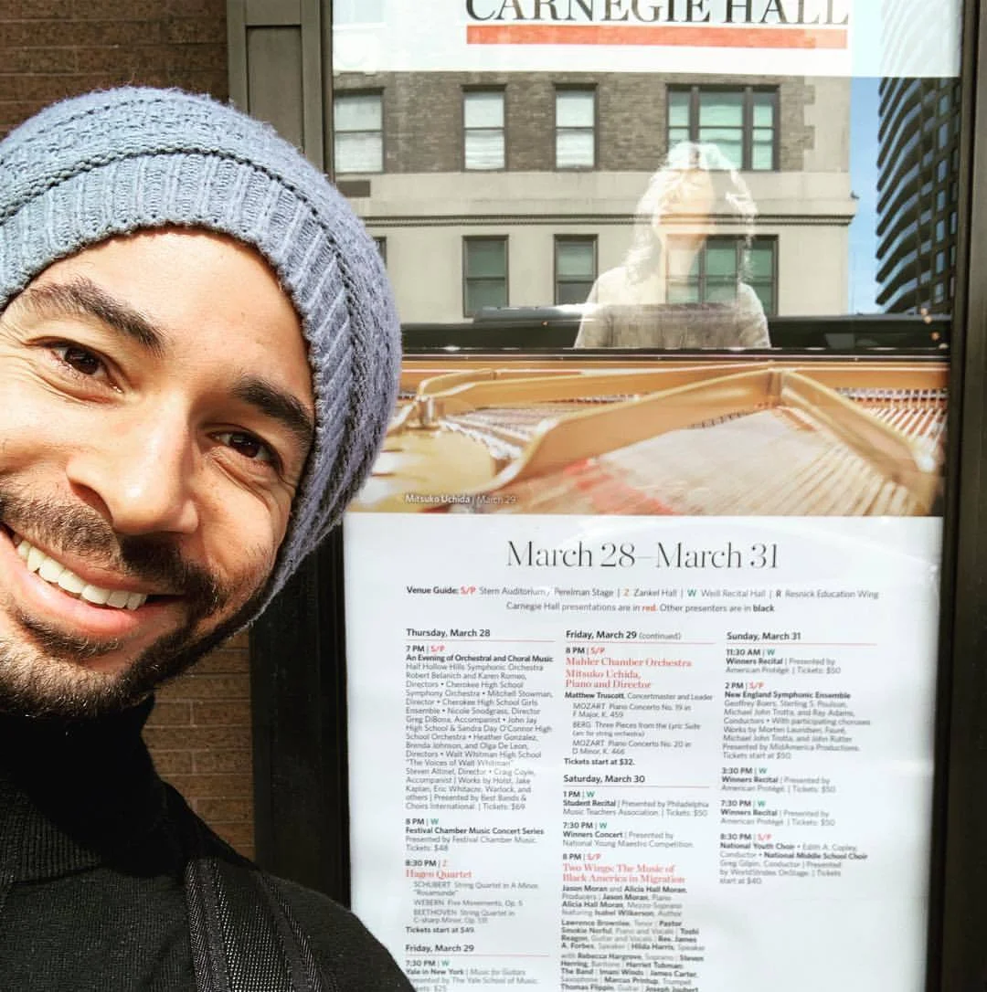 Saturday night 3/30/19 I make my Carnegie Hall main stage debut in Jason and Alicia Moran’s “Two Wings”. It’s pretty powerful to see your name on the display. I’ve been working so hard on my solo arrangement to represent the classical guitar well. Fingers crossed that I break ALL the legs and lift up an overlooked composer! #classicalguitar #carnegiehall #practice #music #nyc #concert https://www.instagram.com/flippinguitar/p/Bvl-QRggJL7/?utm_source=ig_tumblr_share&igshid=1ualy1uo8xj5f