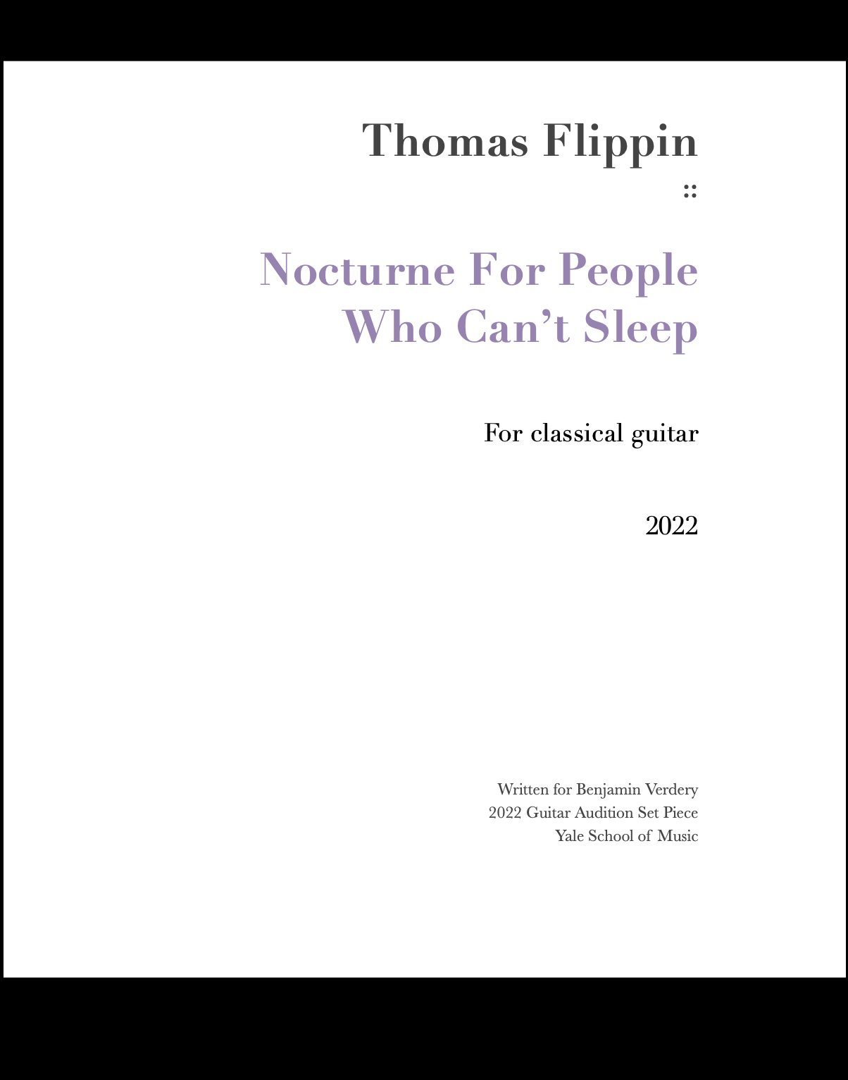 Nocturne for People Who Can't Sleep Score Released