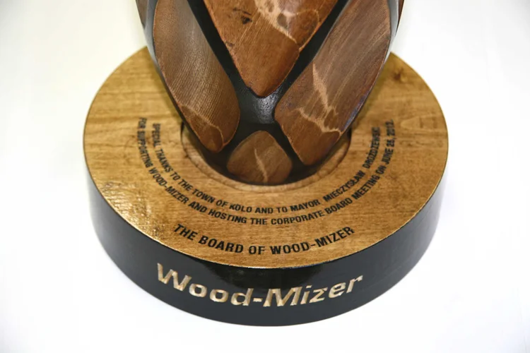 Engraved wooden award plaque