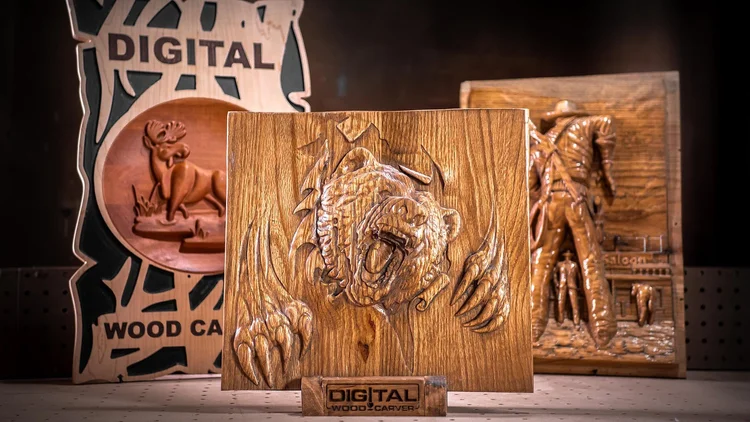3D relief carvings made on a Digital Wood Carver CNC