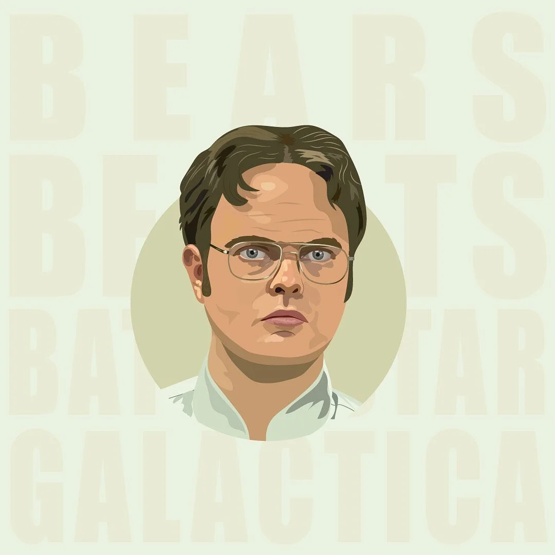 Bears. Beets. Battlestar Galactica.
.
It feels like he's looking into my soul and i am NOT about it 😬 How did I manage to make him look like a serial killer? 😅
..
..
..
#dwight #dwightschrute #theoffice #bearsbeetsbattlestargalactica #illustrator #