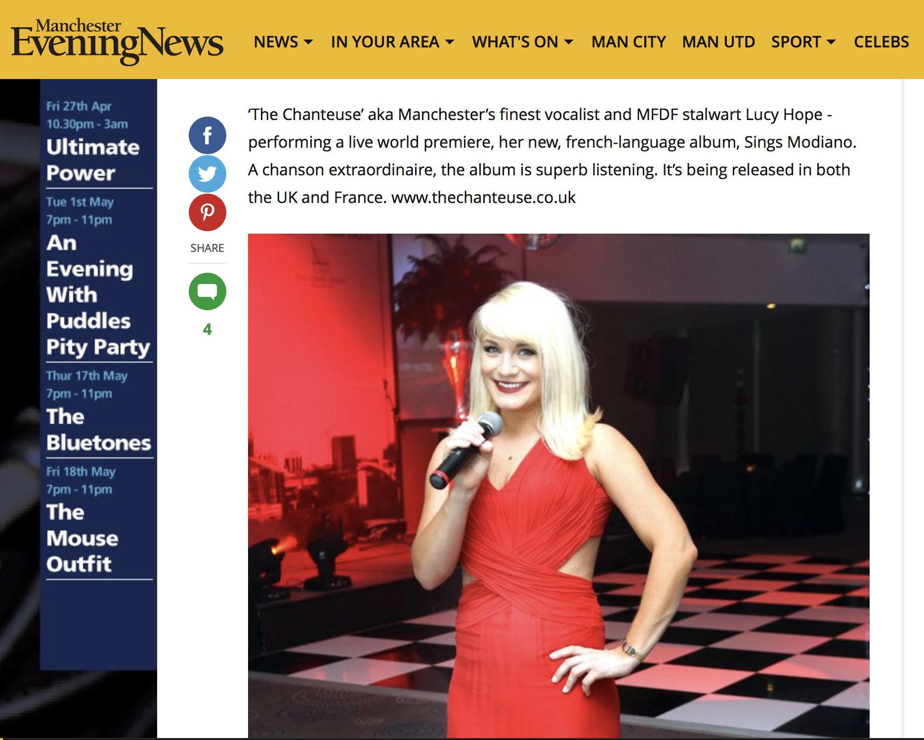 Manchester evening news the chanteuse